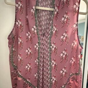 Max Studio Dusty Rose Floral Lace-Trim Camisole